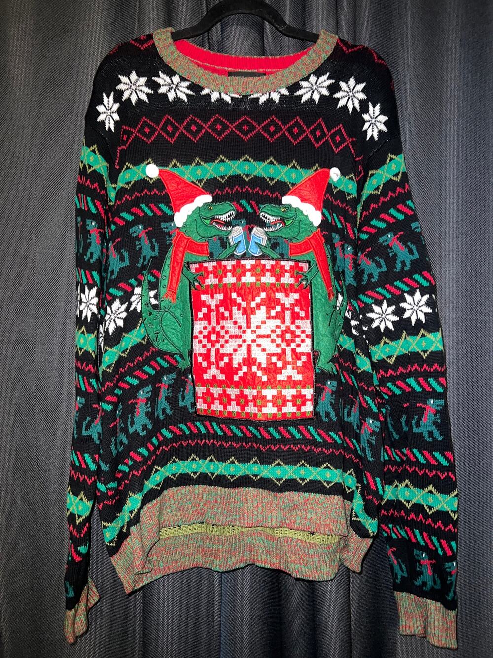 Ugly Christmas Sweater Xmas Size XL Dinosaur
